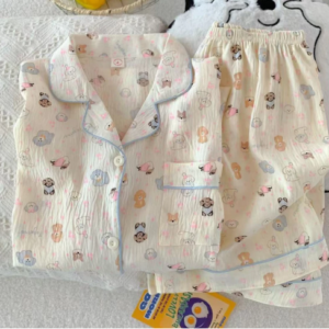 Đồ ngủ nữ mềm mại Thoải mái pijama ngắn tay hoạ tiết dễ thương đồ bộ mặc nhà Bộ đồ ngủ pyjama