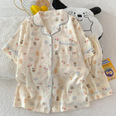 Đồ ngủ nữ mềm mại Thoải mái pijama ngắn tay hoạ tiết dễ thương đồ bộ mặc nhà Bộ đồ ngủ pyjama