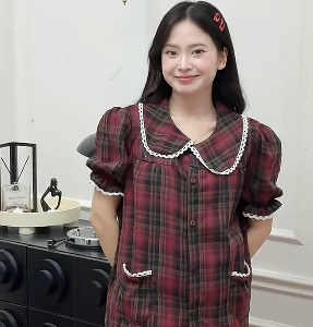 Đồ Ngủ Nữ Bộ Pijama Mặc Nhà Cộc Tay Quần Cộc Cổ Sen Viền Ren Siêu Xinh